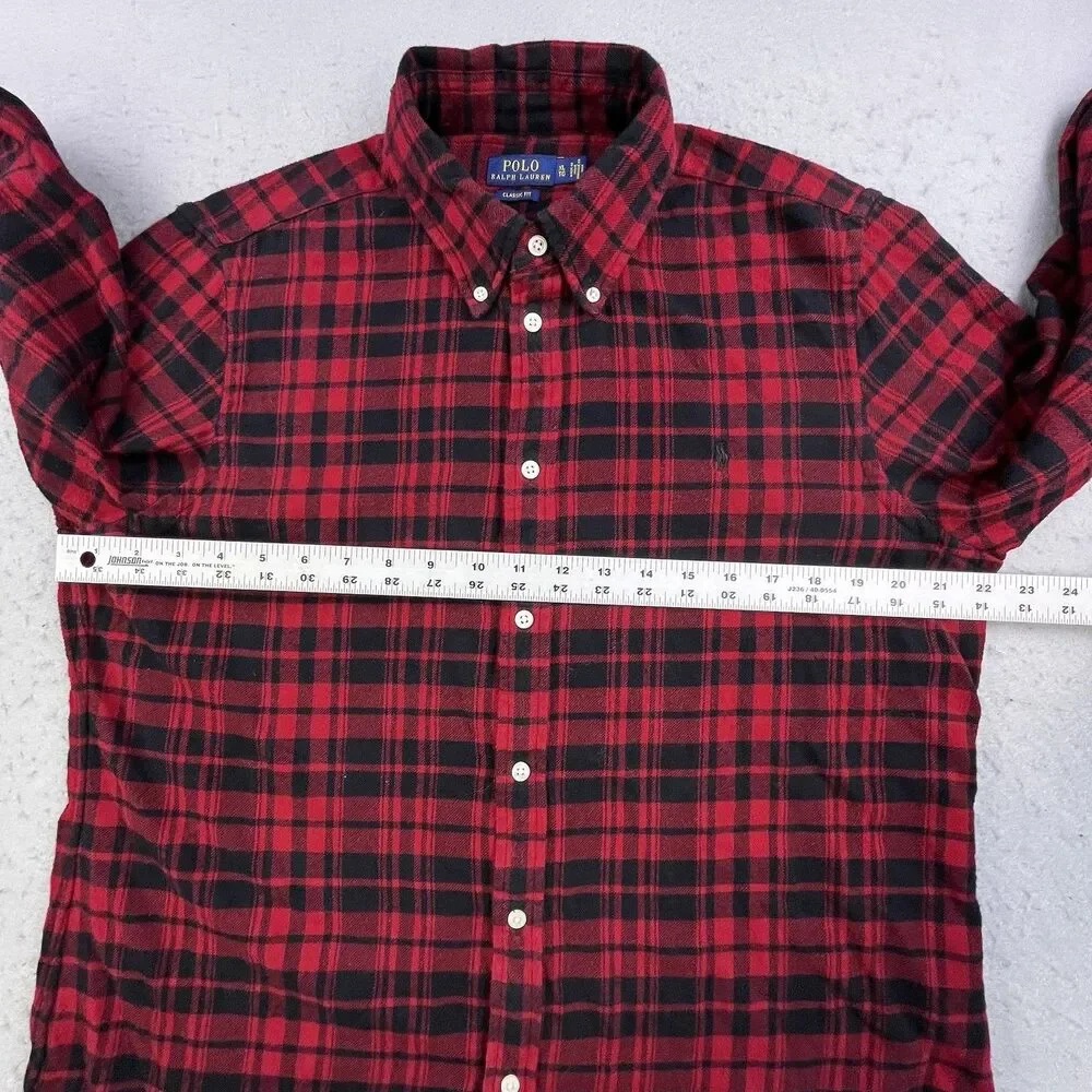 Polo Ralph Lauren Flannel Shirt Men’s XL Red Black Buffalo Plaid Designer Preppy